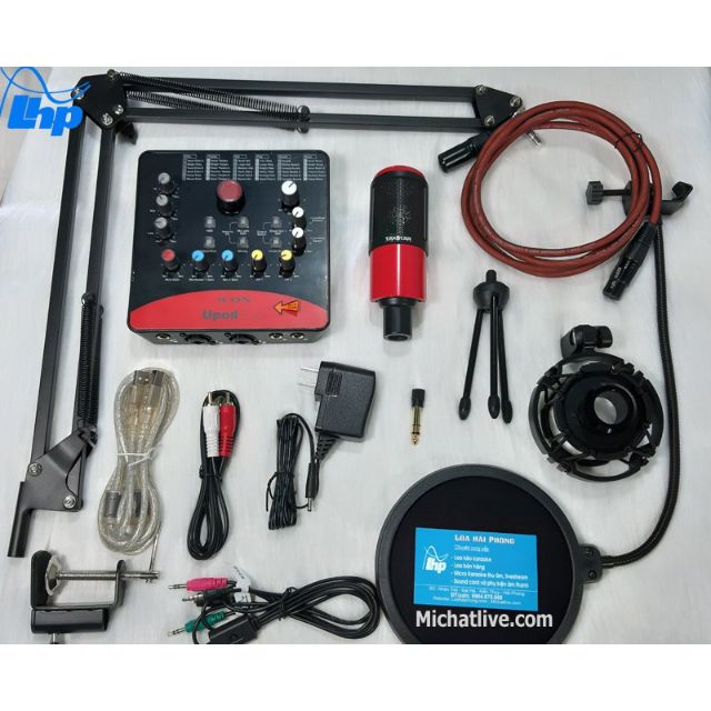 [Mã 159ELSALE hoàn 7% đơn 300K] Combo mic PC K320 + sound card Icon Upod Pro