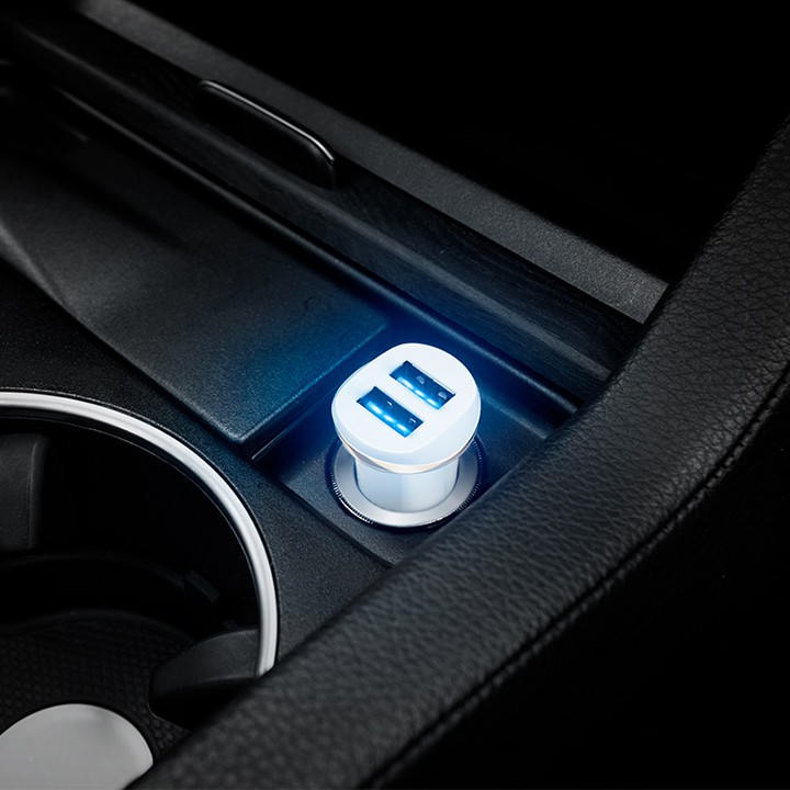 Cóc sạc nhanh Hoco Z1 trên xe hơi 2 cổng USB 2.1A, nhựa ABS, tương thích nhiều thiết bị