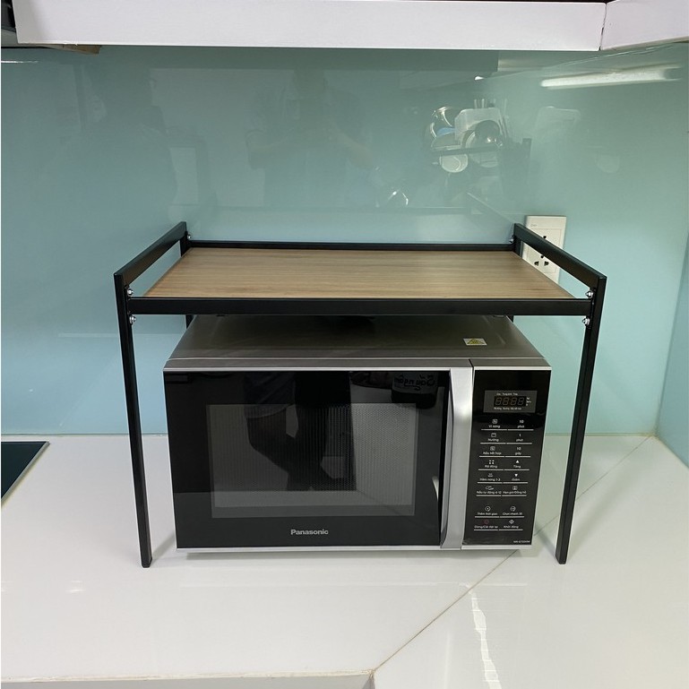 Kệ Lò Vi Sóng Đa Năng SENNAI Thép Cacbon Sơn Đen Tĩnh Điện Mặt Gỗ MDF Phủ Melamine KVS2T