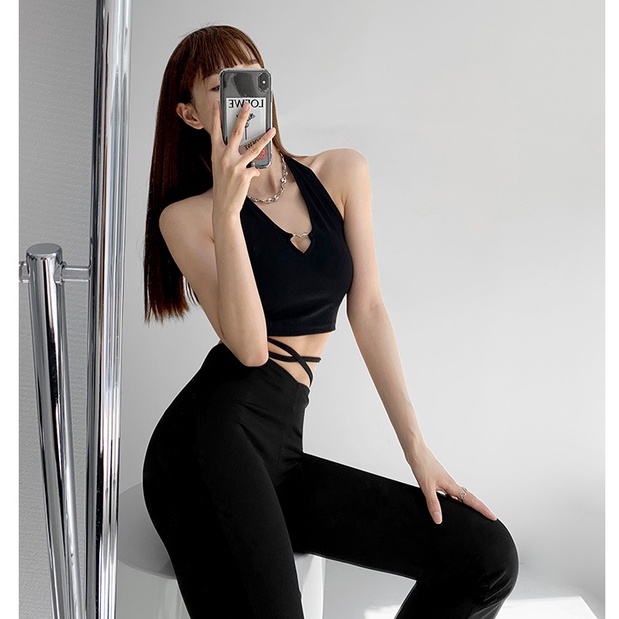 Cocory vn Áo Hai Dây Họa Tiết Trái Tim Kim Loại Quyến Rũ Thời Trang Cho Nữ