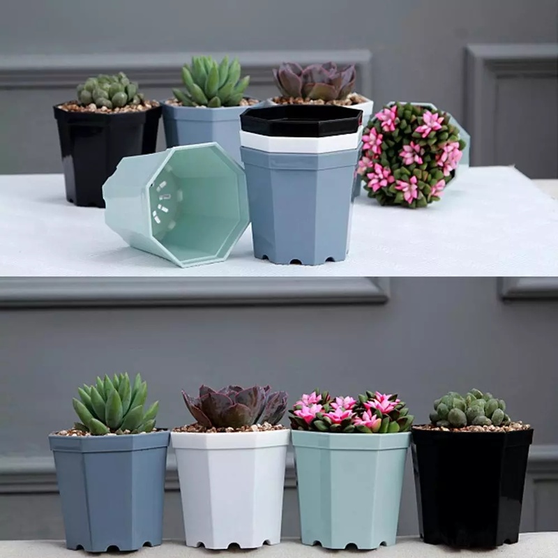 Chậu Hoa Nhựa Hình Bát Giác Kích Thước 6.8x7.4cm