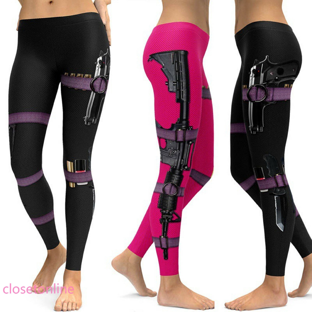 Quần legging tập yoga in họa tiết 3D thời trang cho nữ