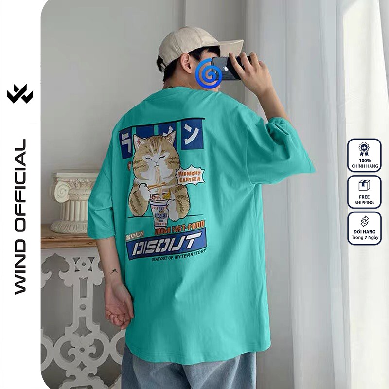 Áo thun tay lỡ Wind phông unisex form rộng Mèo Ly nam nữ cotton oversize ulzzang