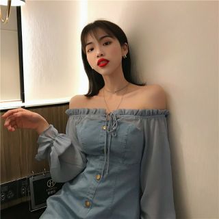 Đầm Trễ Vai Dáng Xoè Ulzzang (SẴN)