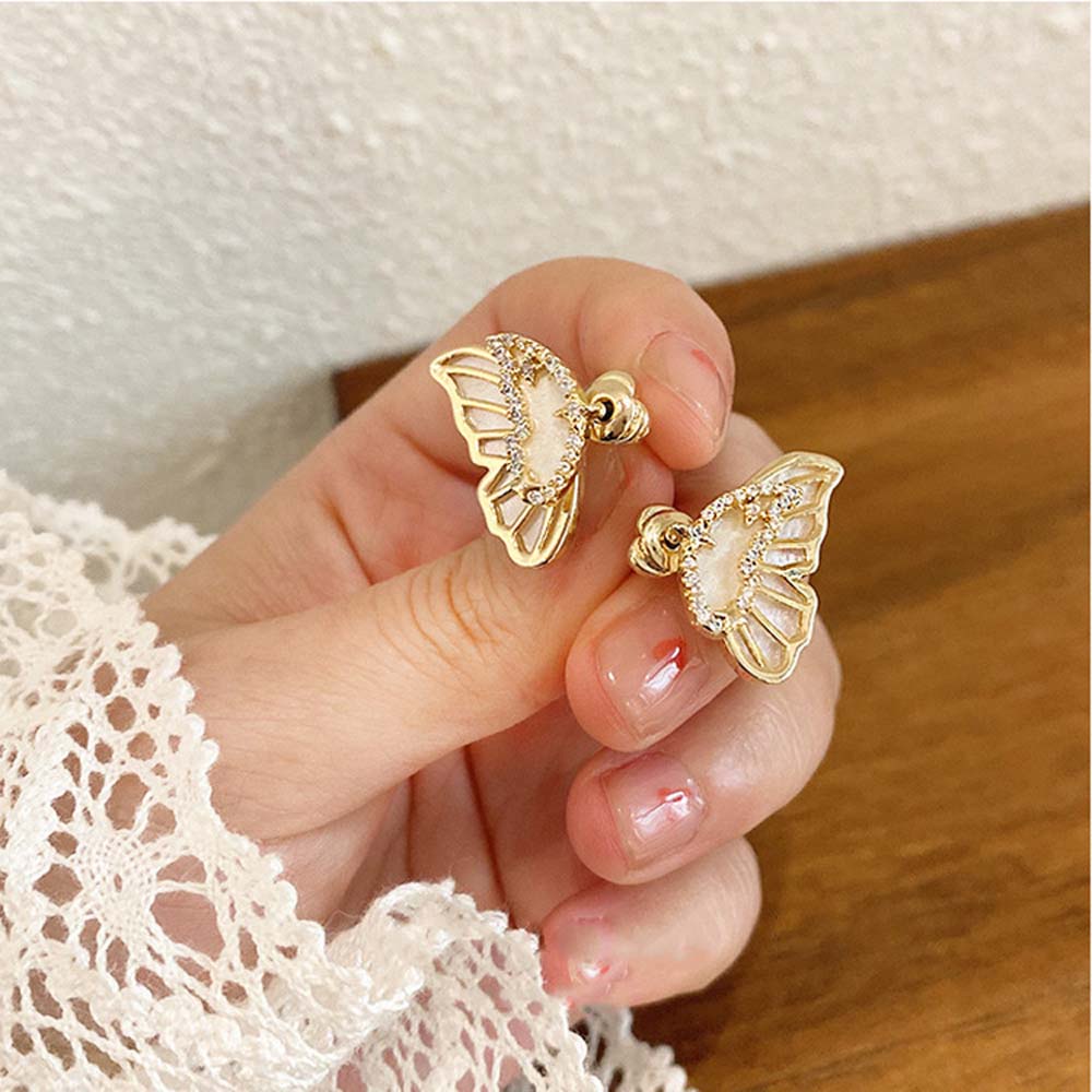 Aubrey Khuyên Tai Hình Bướm Đính Kim Cương Giả Nhiều Màu Phong Cách Hàn Quốc Đơn Giản Cho Nữ