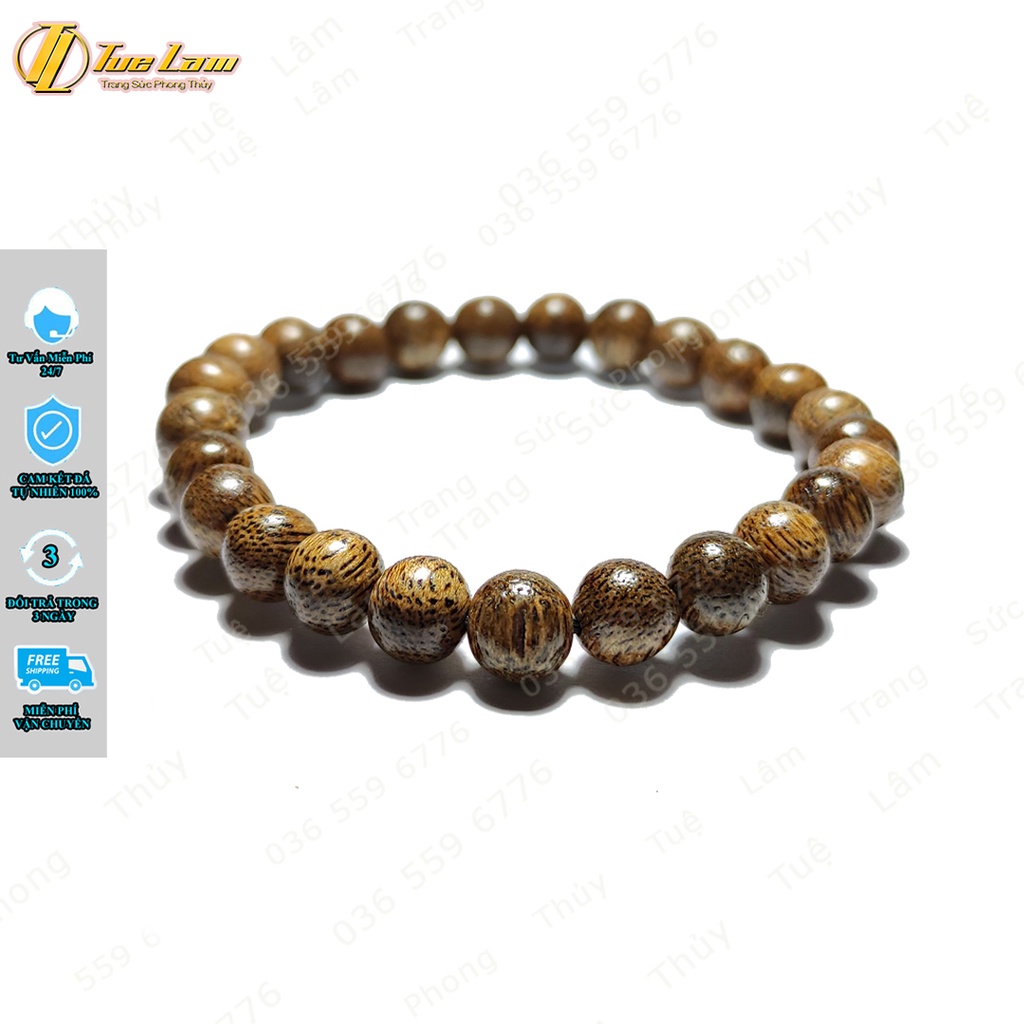Vòng tay gỗ trầm hương tốc vườn size hạt 8 li thơm dịu nhẹ, bình an, may mắn - Tuệ Lâm