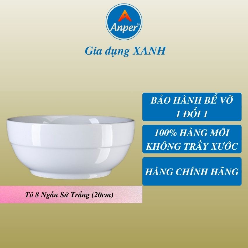 Combo 2 tô sứ 3 bát sứ ANPER ngấn dày 15cm18cm20cm  ăn cơm ăn mì ăn phở  chén dĩa dễ thương