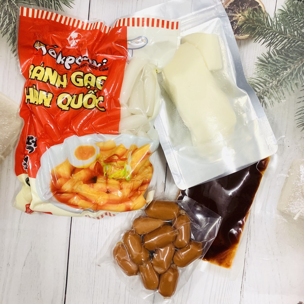 COMBO 500G BÁNH GẠO KÈM SỐT MOZZA VÀ 10 VIÊN XÚC XÍCH