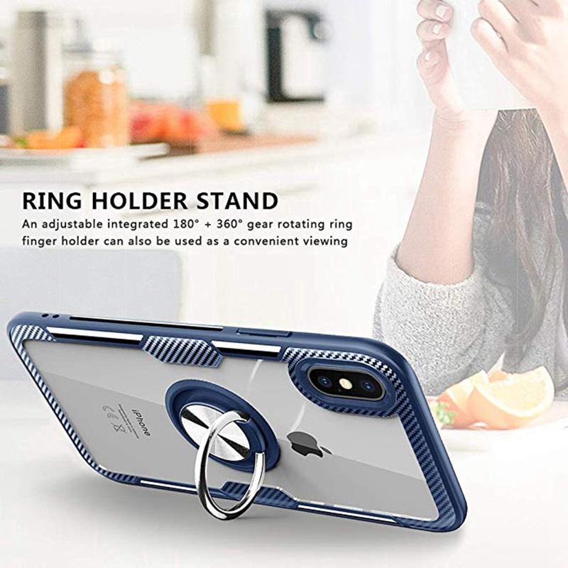 Ốp lưng nam châm siêu mỏng có móc ngón tay và giá đỡ cho iPhone X