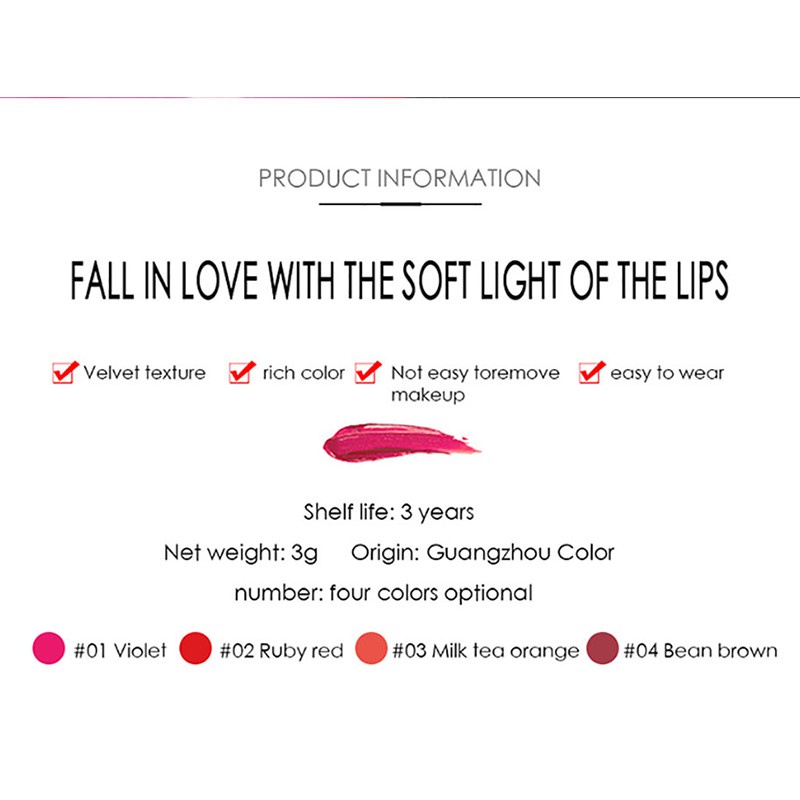 Son kem GDTIMA kháng nước mềm mịn như nhung trang điểm chuyên nghiệp