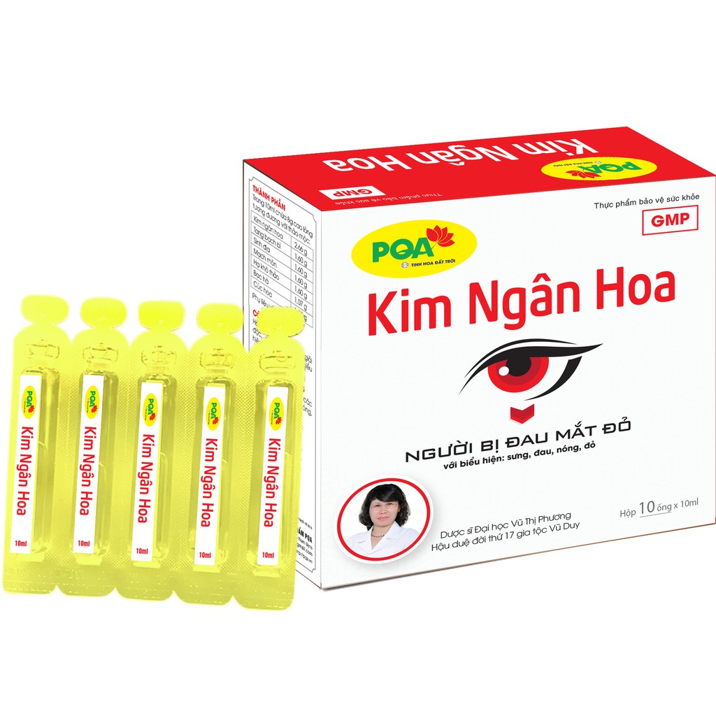 PQA Kim Ngân Hoa Dùng Cho Người Bị Mắt Sưng Đỏ, Nóng Mắt, Tức Mắt, Nhiều Gỉ Mắt, Cảm Thấy Có Dị Vật Trong Mắt, Cộm Mắt