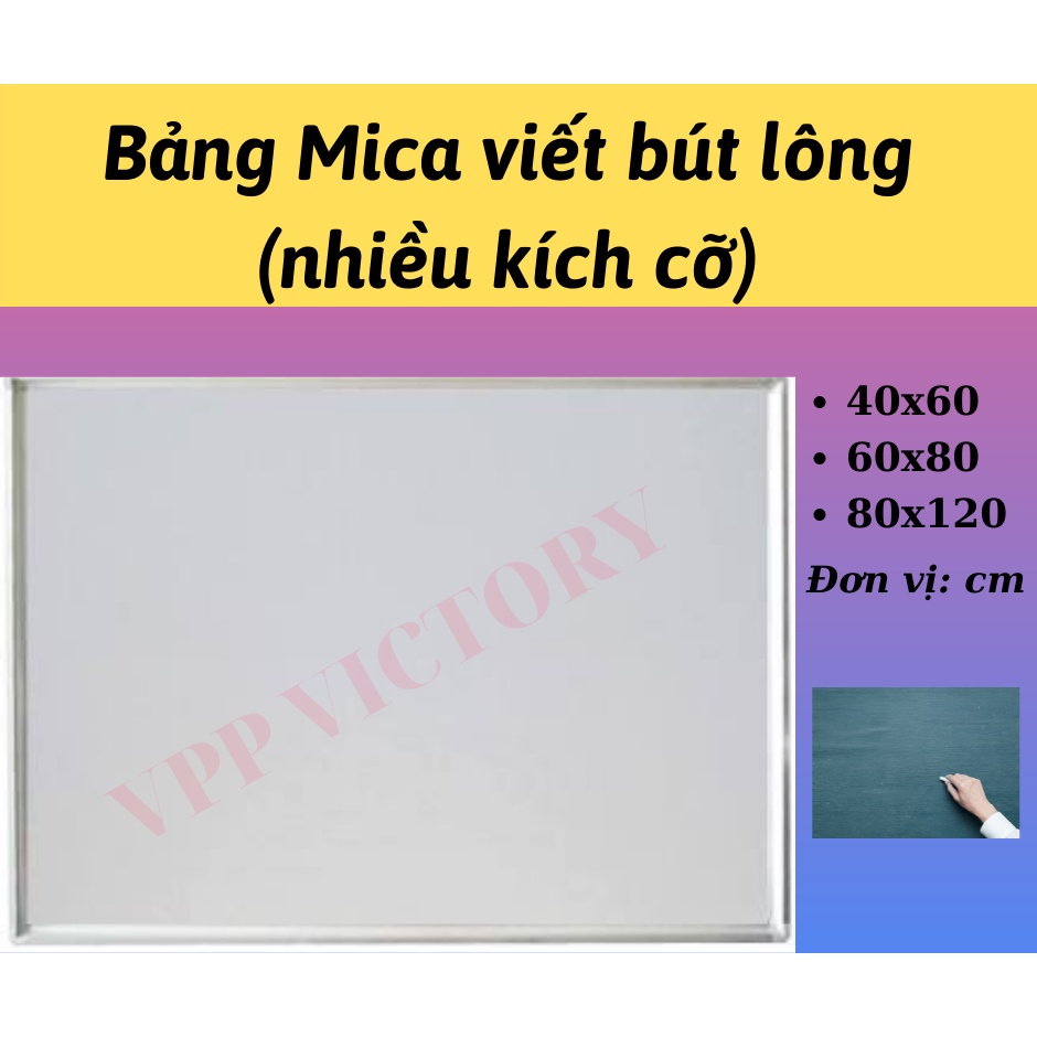 Bảng Mica trắng Mica Ngoại • Bảng trắng Treo Tường • Bảng viết bút lông, Bảng thông báo viền Nhôm (TẶNG KÈM BÚT LÔNG)