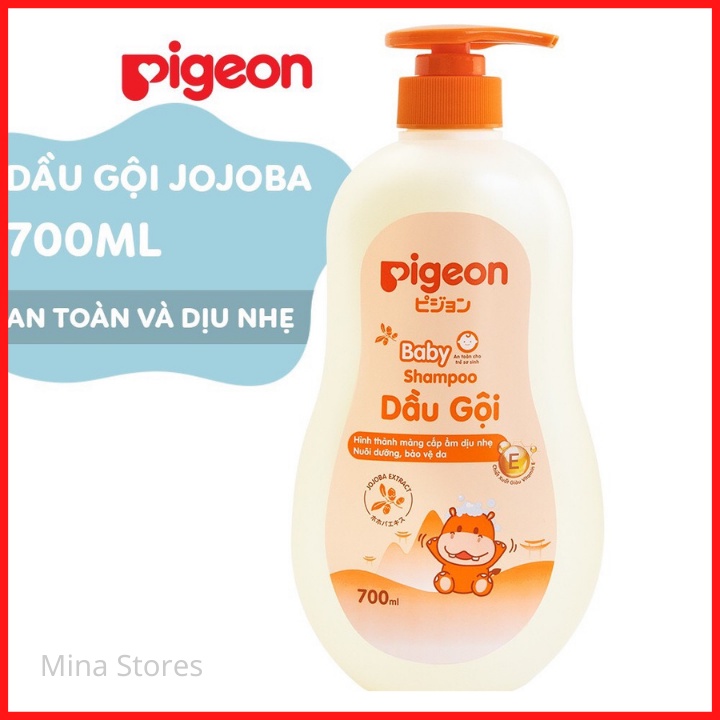 Dầu gội cho bé Pigeon 700ml (MẪU MỚI) - Dầu gội đầu dịu nhẹ cho da đầu nhạy cảm của bé, Chiết xuất Jojoba, Không cay mắt