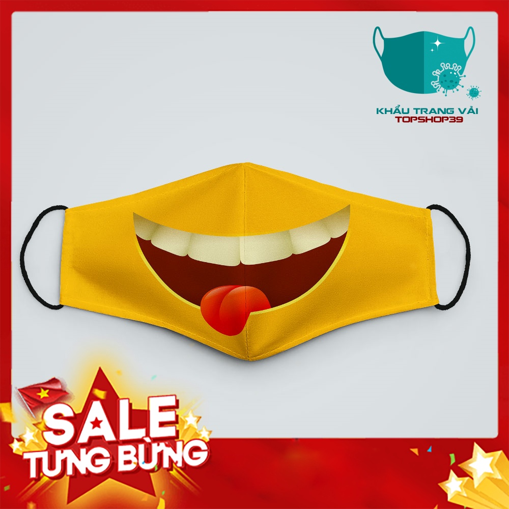 Khẩu Trang Vải Poly EMOJIS_13 TopShop39 Dây Đeo Mềm, Đeo Thoải Mái, Không Đau Tai, Dễ Thở, Thoáng Kh