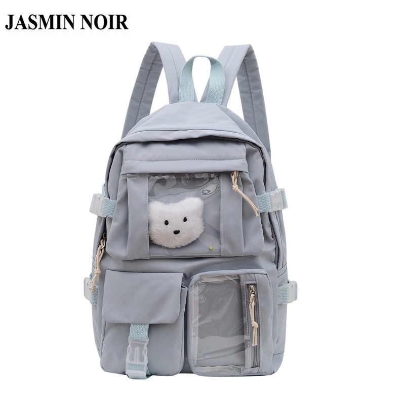 Balo JASMIN NOIR vải canvas hình vuông cỡ lớn thời trang đơn giản thường ngày cho nữ