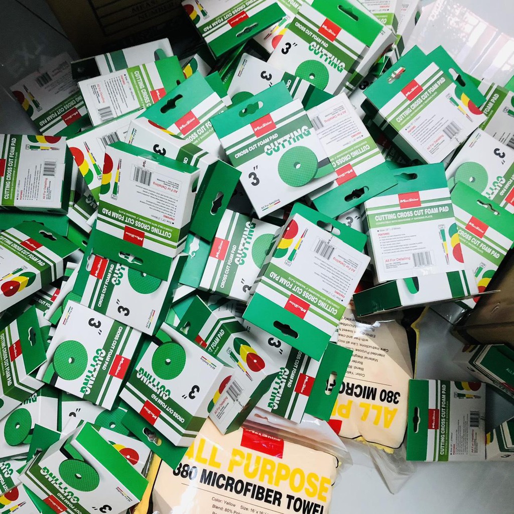 Combo 3 phớt đánh bóng bước 1/2/3 3 màu xanh - vàng - đỏ Maxshine 3in 7.5cm