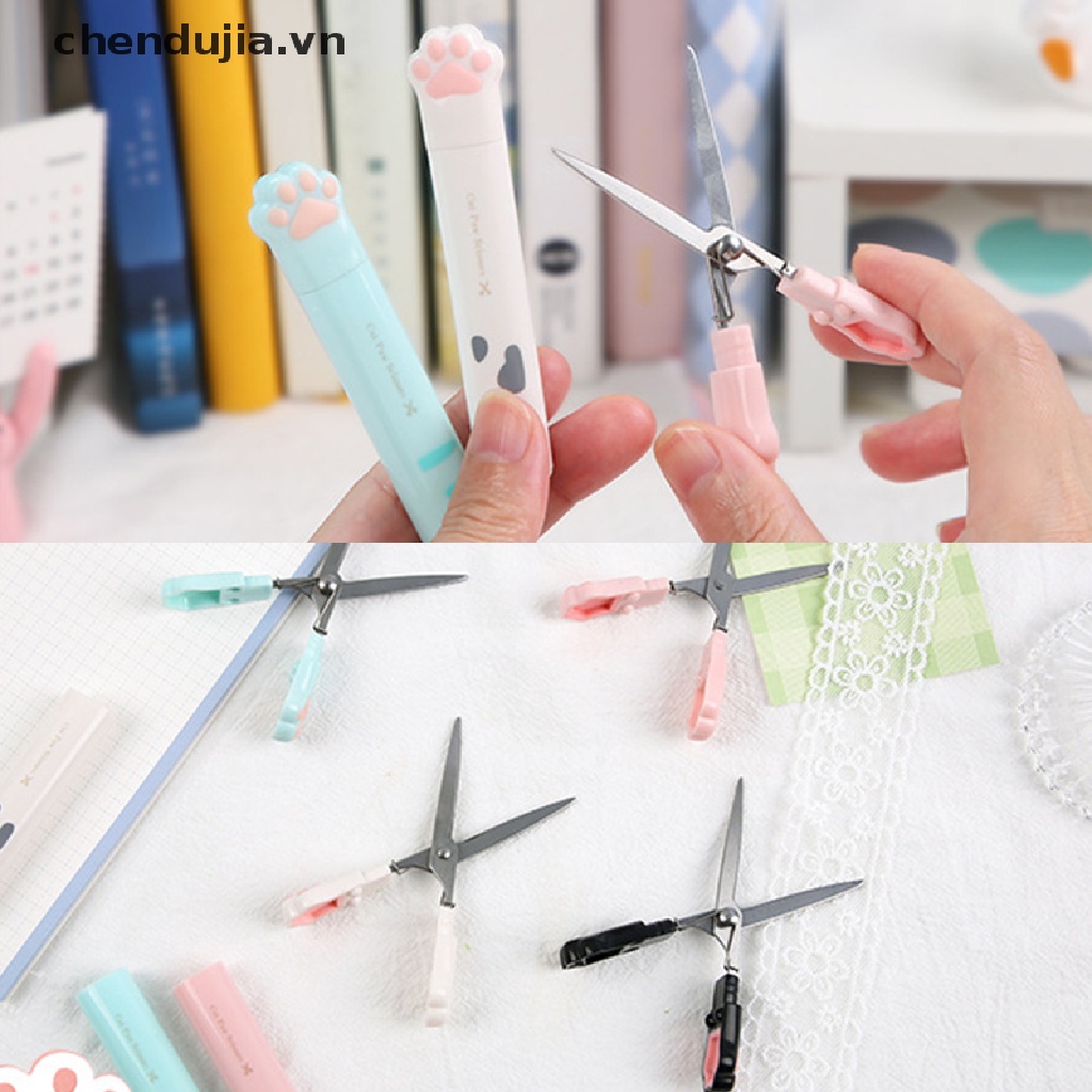 Kéo Cầm Tay Mini Bằng Thép Không Gỉ Hình Bàn Chân Mèo Dễ Thương