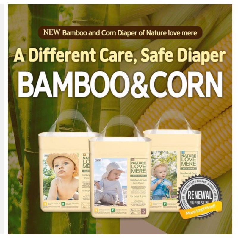 BỈM QUẦN NATURE LOVE MERE cao cấp Hàn Quốc dòng BAMBOO&amp;CORN DÀNH CHO DA NHẠY CẢM L22/XL20/XXL18