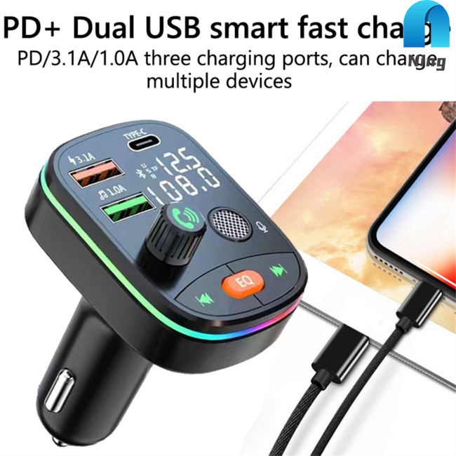 Tẩu Sạc Xe Hơi Hai Cổng Usb PD 20W Kết Nối Bluetooth 5.0 FM Không Dây