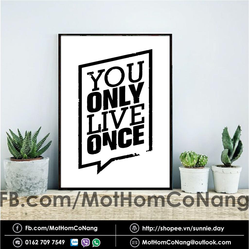 Tranh gỗ YOU ONLY LIVE ONCE - trắng
