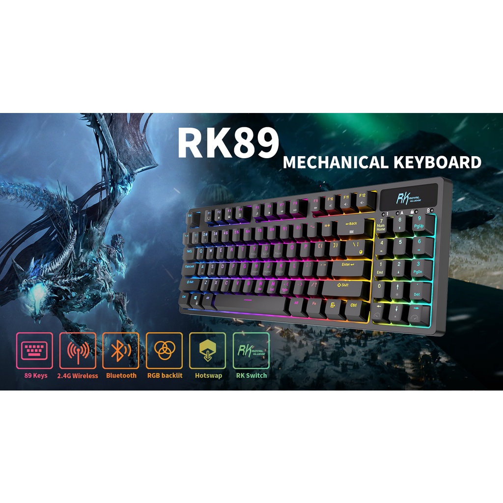 RK Royal Kludge RK89 RGB Bàn PhíM Cơ Gaming Bluetooth Không Dây BT5.0 / 2.4G / USB-C 89 PhíM
