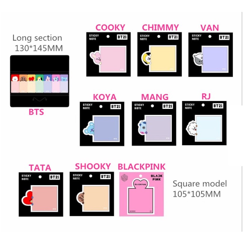 Giấy note ghi nhớ BTS Blackpink Kpop nhiều mẫu