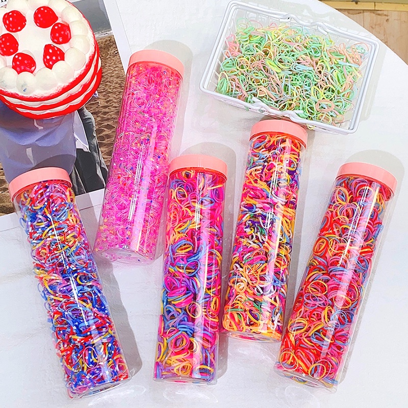 Set 1,000 Dây Chun Buộc Tóc Dùng Một Lần Màu Đen Dành Cho Bé Gái