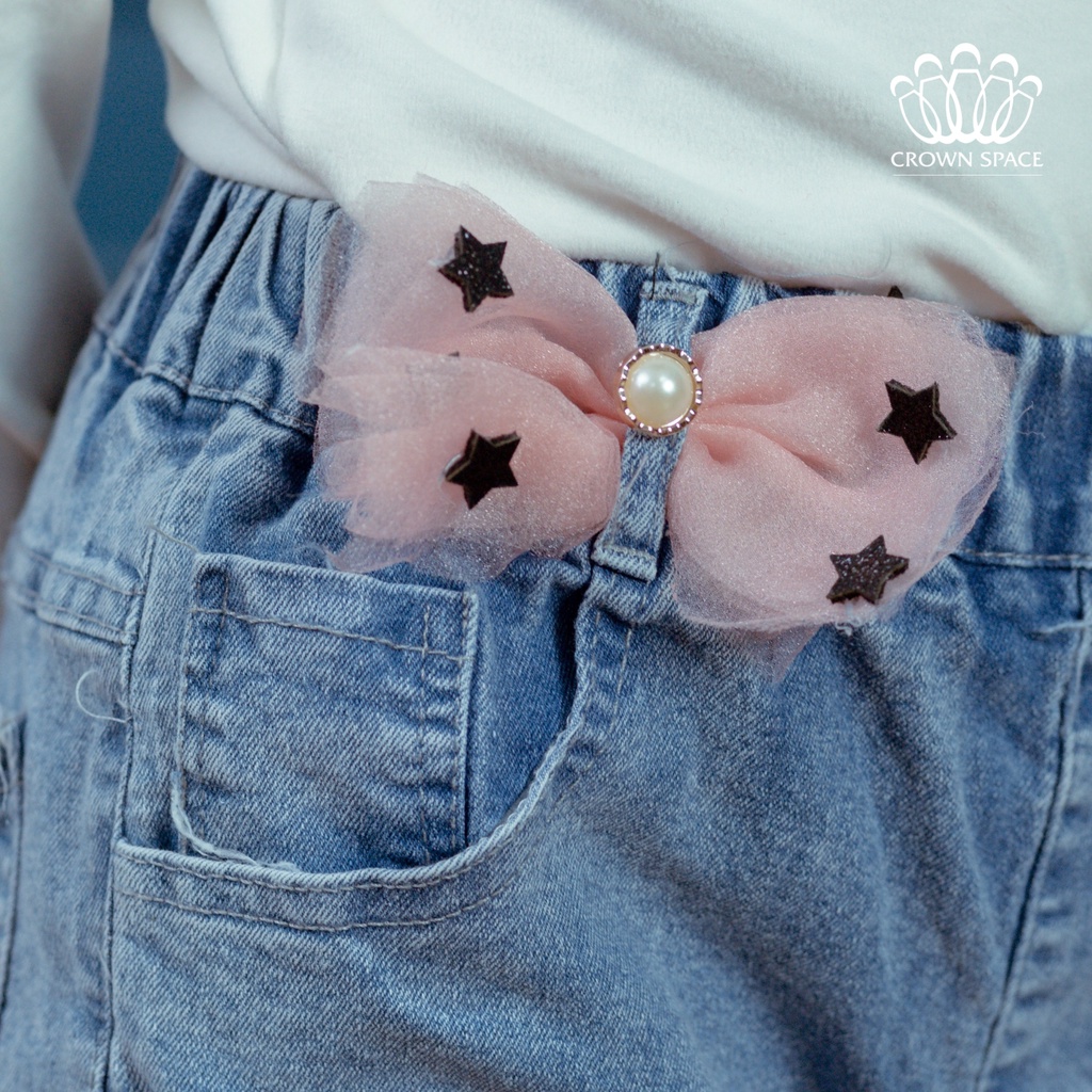 Quần Jeans Bé Gái Crown Space Cao Cấp CKGL372210-Siêu Nhẹ Chống Nhăn, Xanh Pastel Chuẩn Anh Quốc Size 19kg-33kg