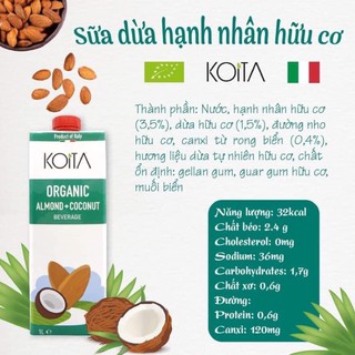 Sữa dừa hạnh nhân hữu cơ Koita
