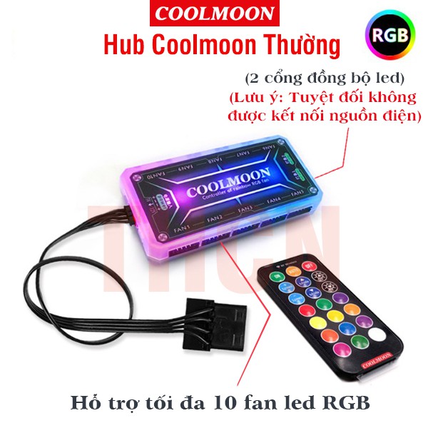 Bộ Hub RGB Coolmoon Hỗ Trợ Sync Main - Thay Đổi Hiệu Ứng Theo Nhạc ( Hub Sync Có Led RGB + Remote )