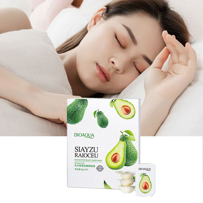 Hộp 8 set  Mặt Nạ Ngủ Bioaqua Chiết Xuất Qủa Bơ Dưỡng Ẩm Se Khít Lỗ Chân Lông