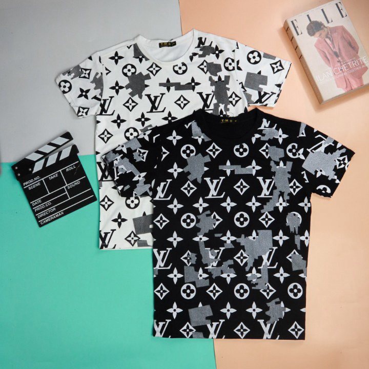 (FREE SHIP) ÁO THUN NAM HOA TIẾT PHỐI MÀU LOANG ĐẸP TINH TẾ  CHẤT THUN COTTON CO GIẢN CÓ HAI MÀU ĐEN TRẮNG VLTN SHOP