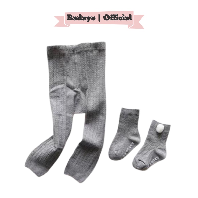 Quần legging kèm tất chân cho bé gái chất len tăm hàng quảng châu thời trang trẻ em BADAYO SE198