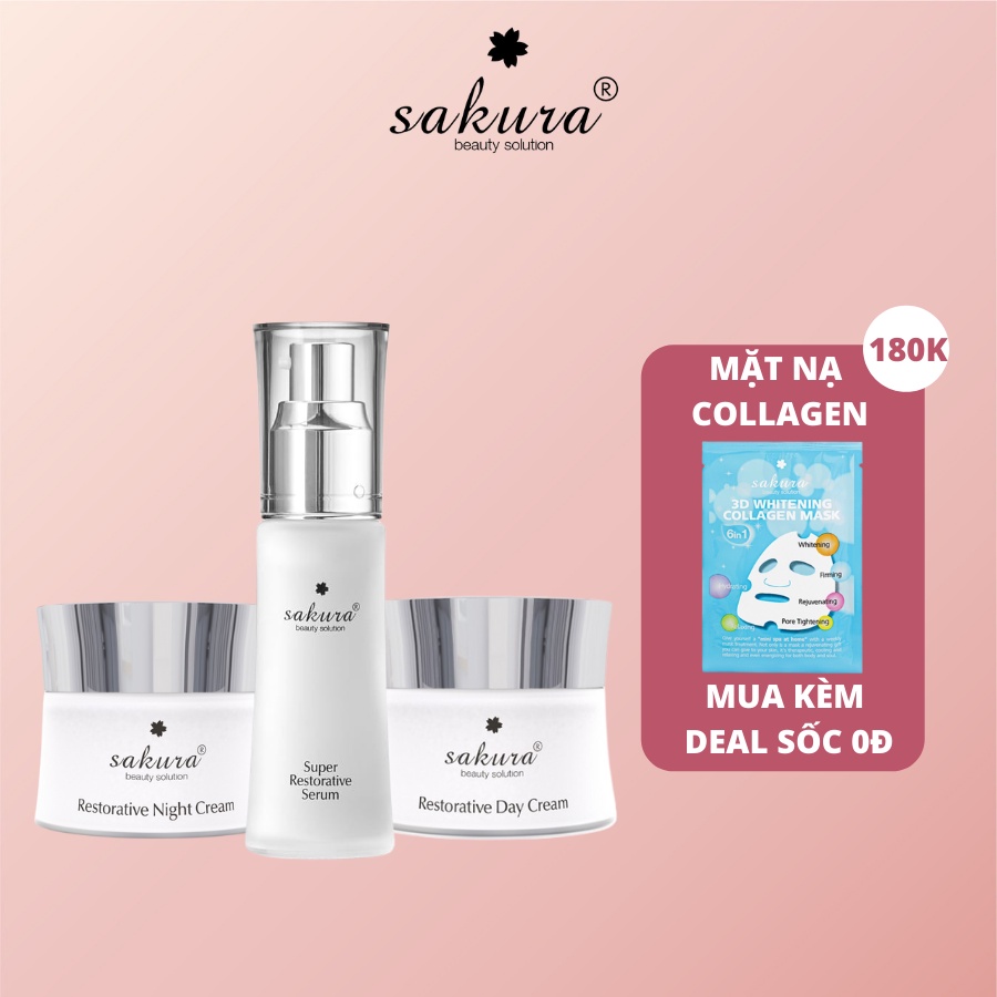 Bộ sản phẩm phục hồi da chống lão hoá Sakura Restorative (combo 3 sản phẩm)