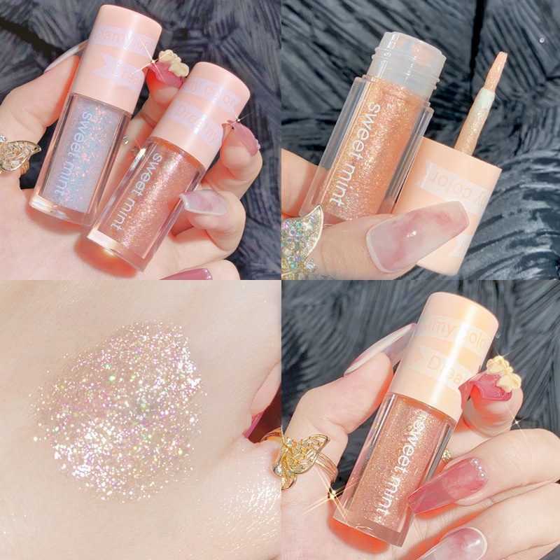 Phấn mắt dạng lỏng màu bạc hà lấp lánh chống thấm nước bắt sáng | BigBuy360 - bigbuy360.vn