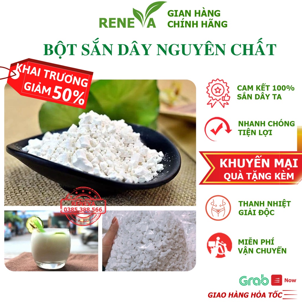 Bột Sắn Dây Nguyên Chất Loại Đặc Biệt 1kg, Tinh Bột Sắn Dây Sấy Điện Ướp Hoa Bưởi Sạch Mịn, Thơm Ngon BSD2 RENEVA