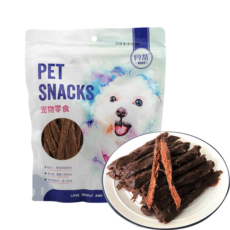 Thức ăn cho chó Bidy Pet Snack thịt bò sấy khô tăng cường dưỡng chất -400g