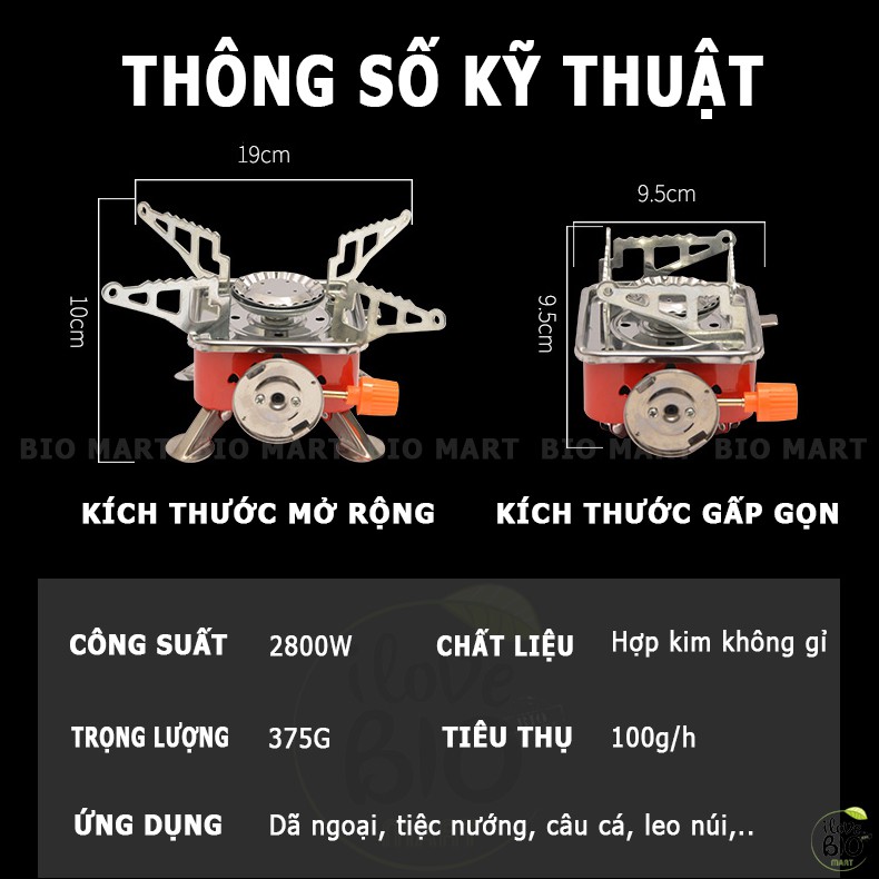 Bếp Du Lịch Cắm Trại Ngoài Trời Nhỏ Gọn An Toàn - Bếp Ga Dã Ngoại Mini Gấp Gọn Tiện Lợi Kèm Đầu Chuyển - Q089