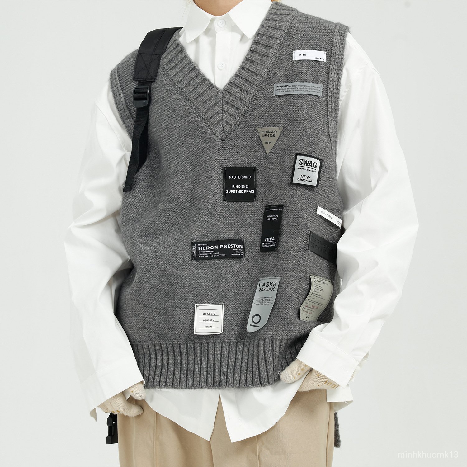 Áo len gile nam, sticker xu hướng thời trang Hàn Quốc trẻ trung, năng động