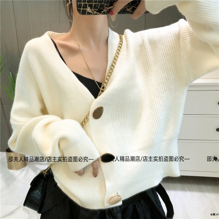 Áo Khoác Cardigan Len Mỏng Tay Dài Dáng Rộng Phong Cách Retro Cho Nữ 21-20