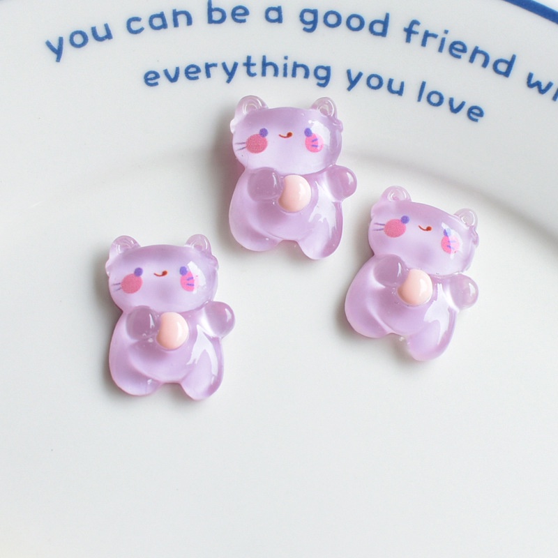 Set 10 Tượng Thỏ Gấu Hoạt Hình Trong Suốt Bằng Nhựa Resin Trang Trí Điện Thoại / Sổ Tay DIY