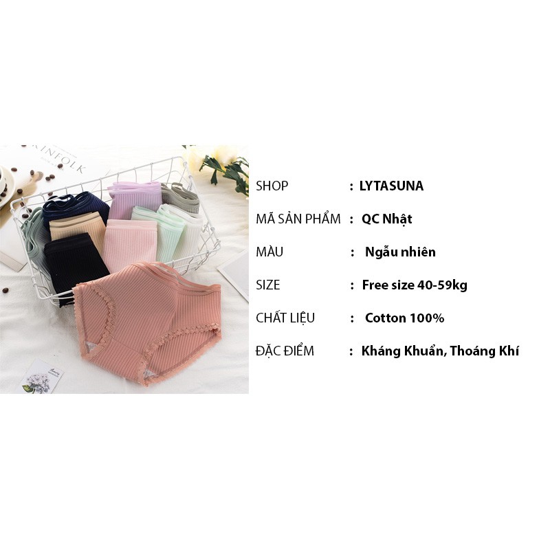 Quần lót nữ Cotton tăm cạp viền kháng khuẩn Nhật Bản chất co giãn SQ08