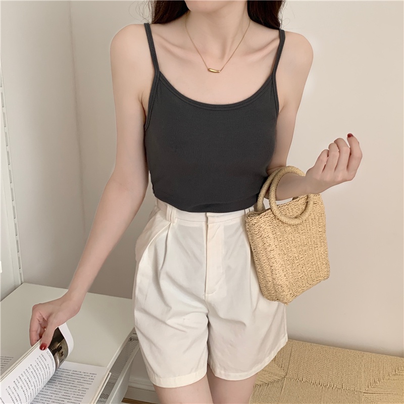 SUXI Áo Hai Dây Màu Sắc Đơn Giản Thời Trang Mùa Hè Cho Nữ