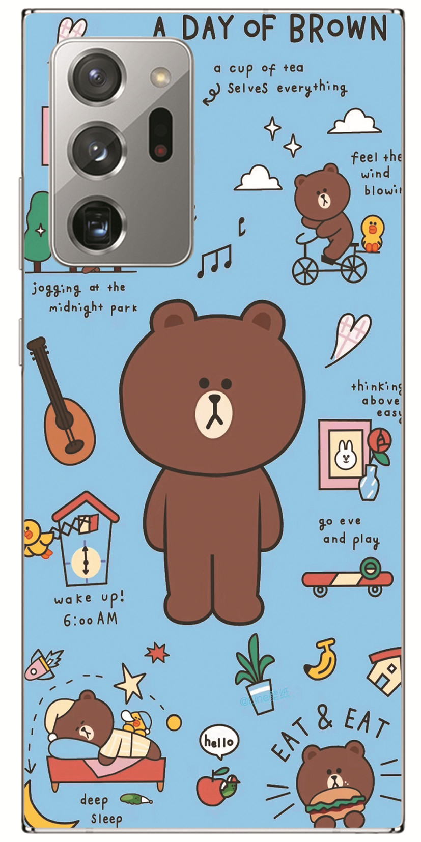 Samsung Galaxy Note 20 Ultra 5G/Note 8 9 10+ Pro INS Cute Cartoon Little yellow duck Soft Silicone TPU Phone Casing Lovely Brown bear Graffiti Case Back Cover