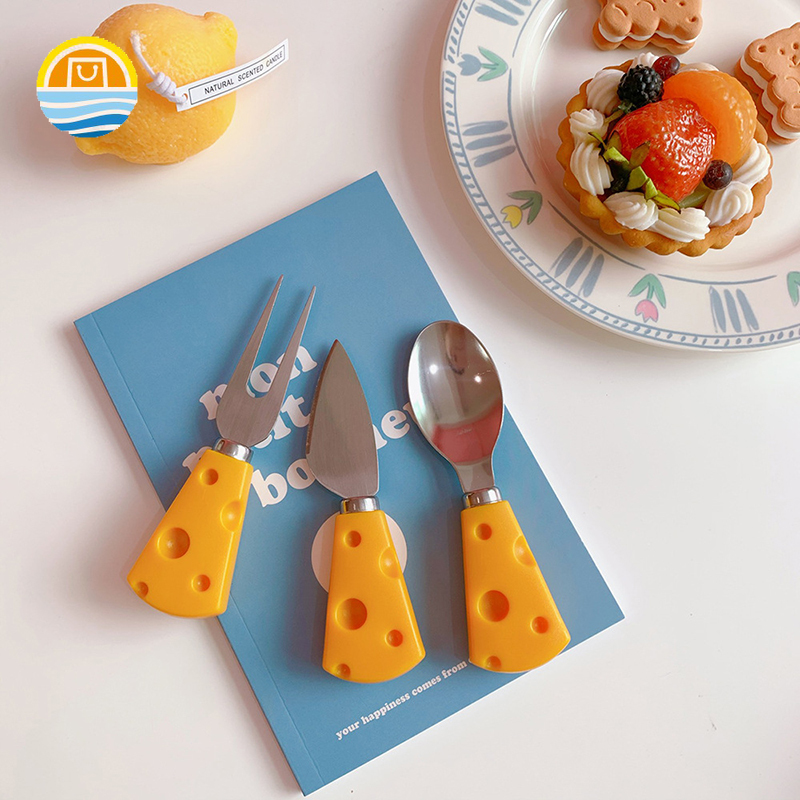 Bộ nĩa / thìa bằng thép không gỉ họa tiết bánh kem / phô mai độc đáo