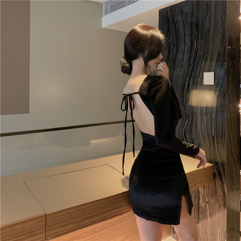 Đầm Dự Tiệc Tay Dài Phối Ren Thiết Kế Xẻ Tà Quyến Rũ Cho Nữ | BigBuy360 - bigbuy360.vn