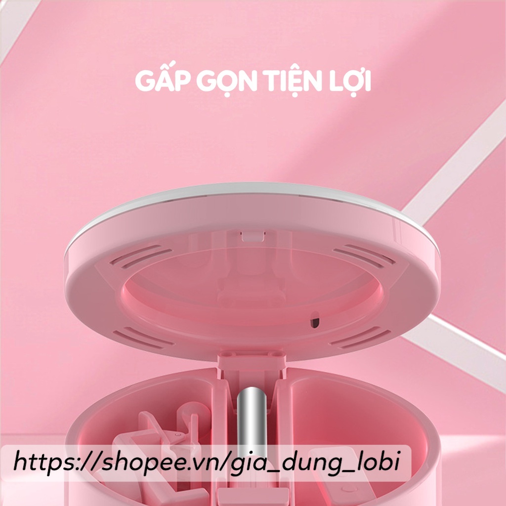 Gương trang điểm có đèn led trợ sáng livestream tích hợp giá kẹp điện thoại cao cấp