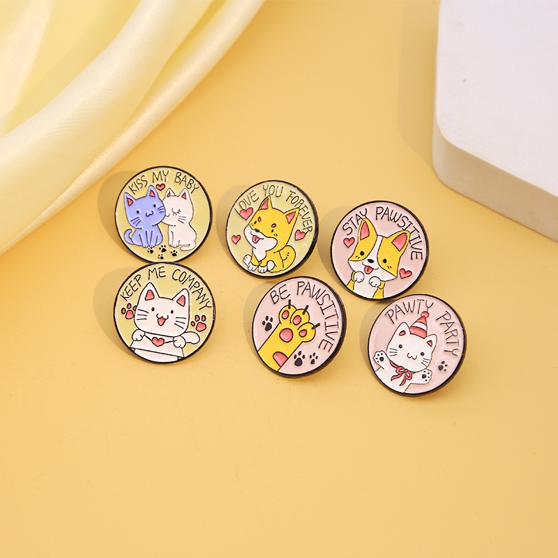 Huy hiệu cài áo MISS ZOE thiết kế họa tiết mèo/ cún/ chân mèo hoạt hình vui nhộn đáng yêu