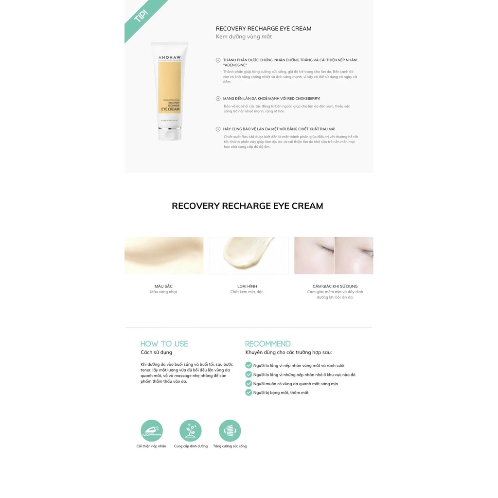 Kem dưỡng  mắt cao cấp Ahohaw Premium Solution  chính hãng