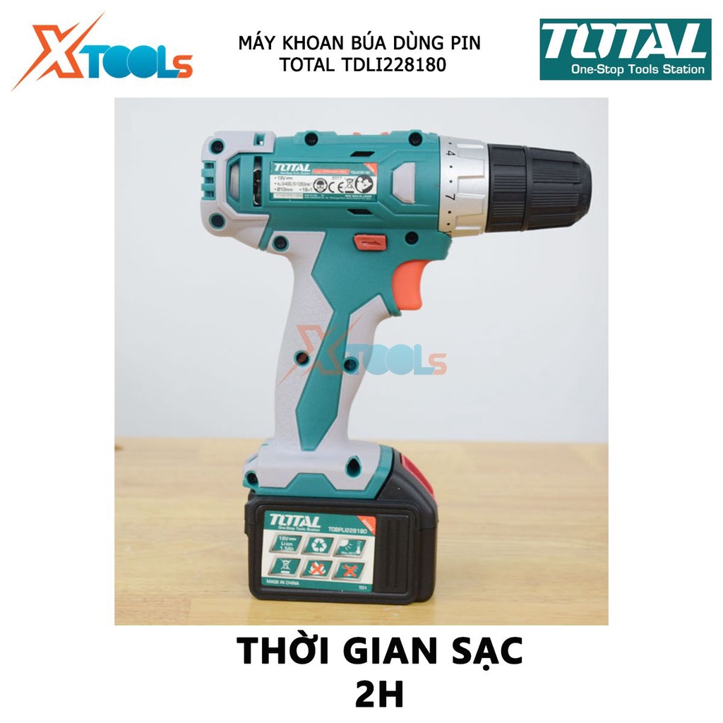 Máy khoan dùng pin TOTAL TDLI228180 máy siết ốc vít cầm tay sử dụng pin Li-ion Chính Hãng [XTOOLS]